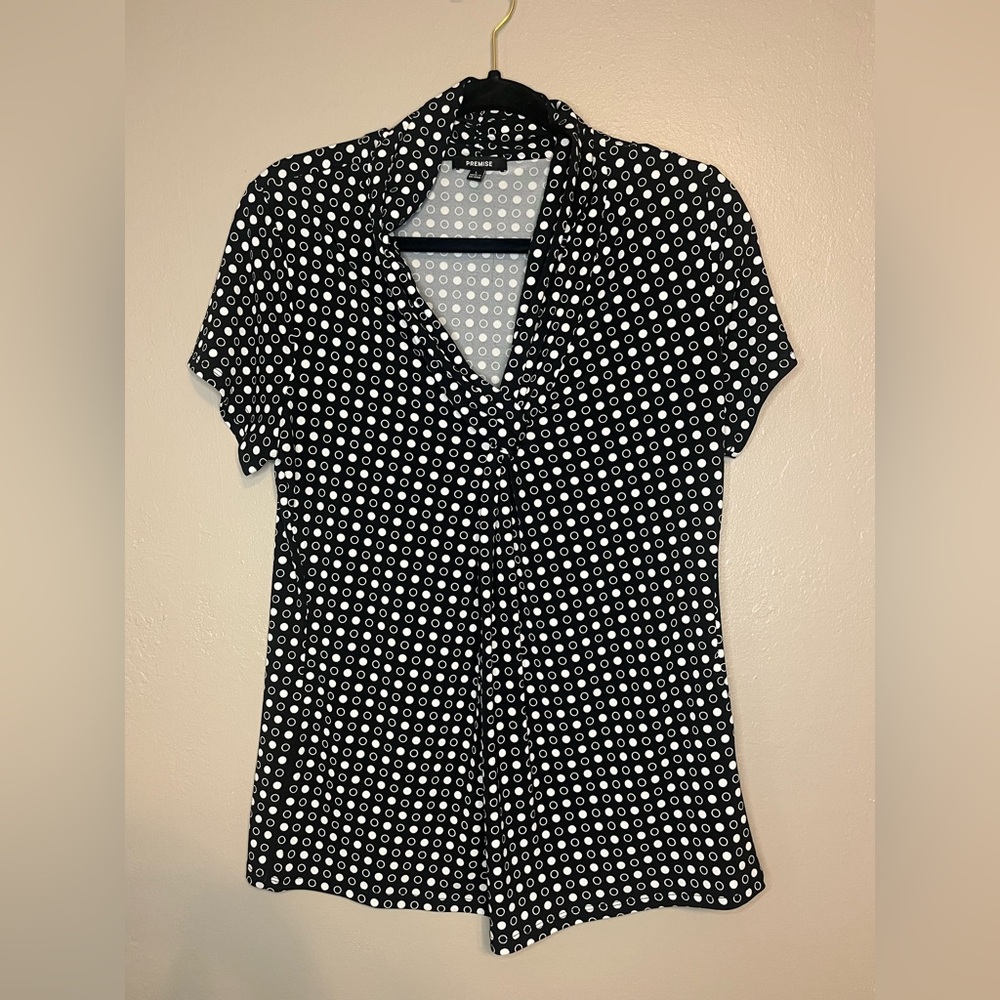 Black and White Polka Dot Women's Top